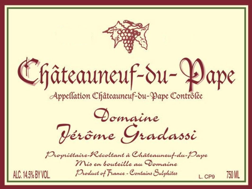 Domaine Jerome Gradassi Chateauneuf-du-Pape 2014 Front Label