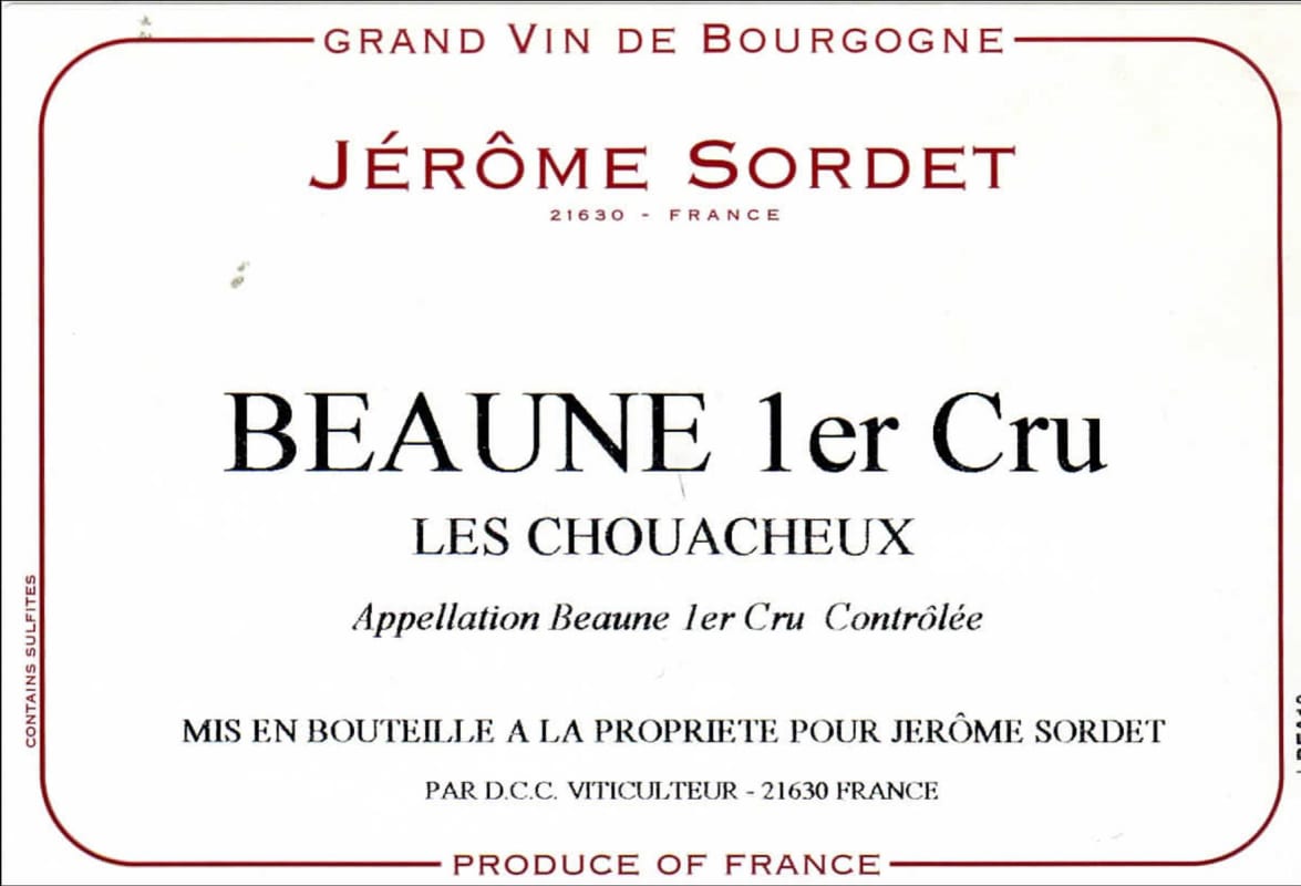 Domaine Jerome Sordet Beaune Les Chouacheux Premier Cru 2011 Front Label