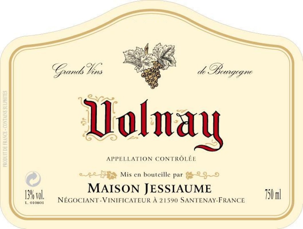 Domaine Jessiaume Volnay 2013 Front Label