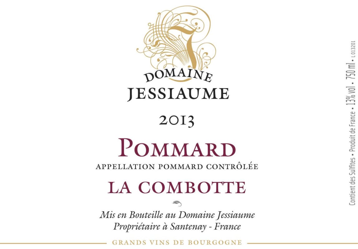 Domaine Jessiaume Pommard La Combotte 2013 Front Label