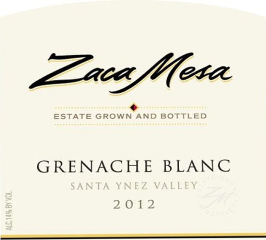 Zaca Mesa Grenache Blanc 2012 Front Label