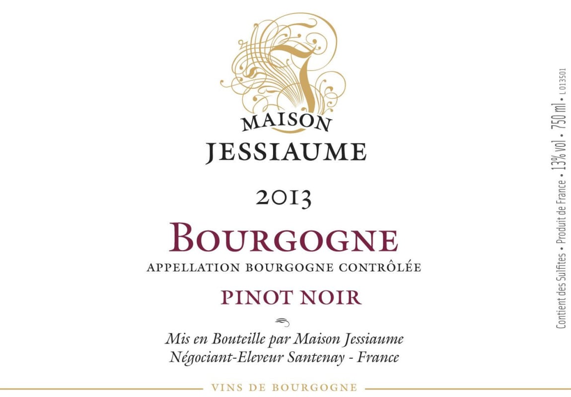 Domaine Jessiaume Bourgogne Pinot Noir 2013 Front Label