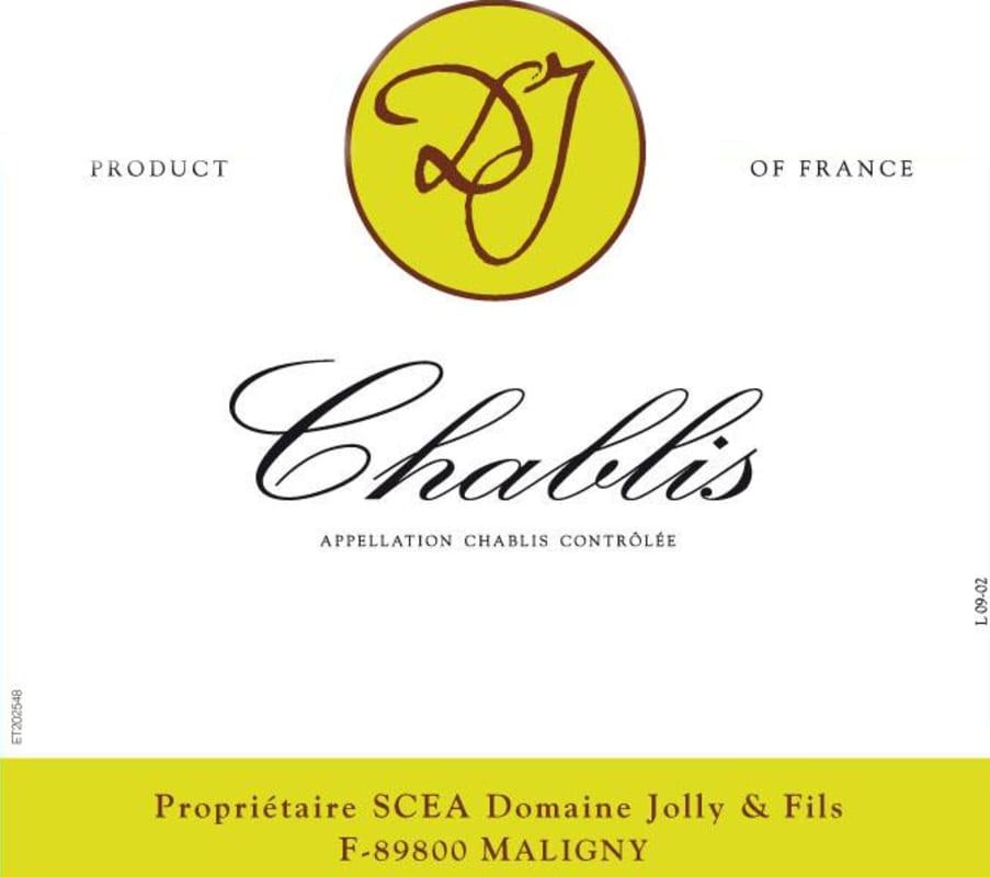 Domaine Jolly & Fils Chablis 2013 Front Label