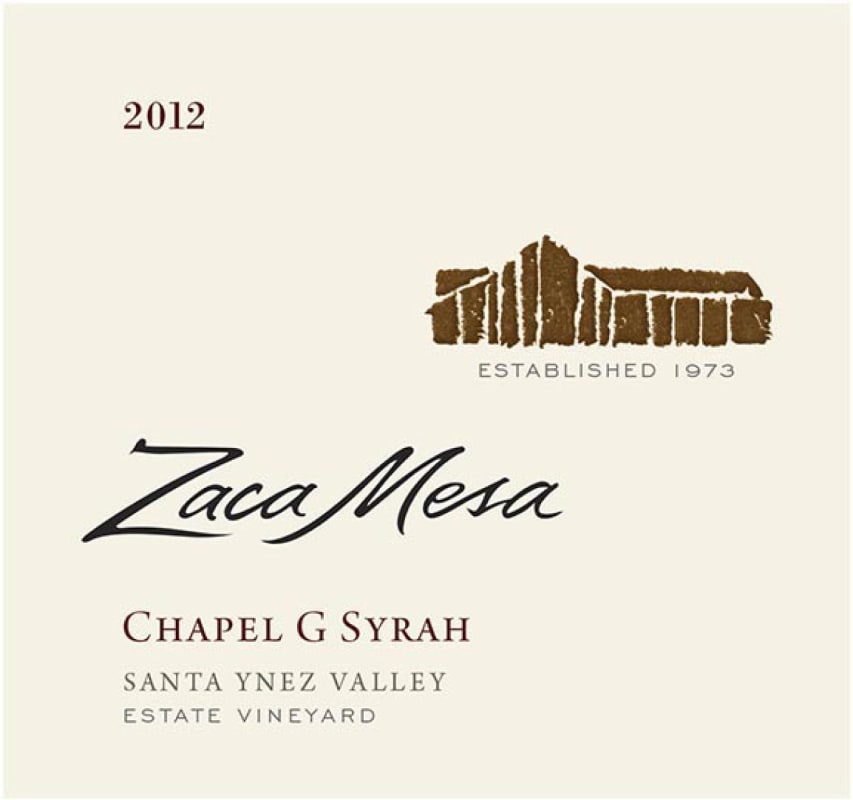 Zaca Mesa Chapel G Syrah 2012 Front Label