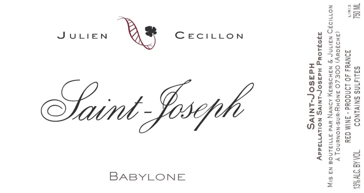 Domaine Julien Cecillon Saint-Joseph Babylone 2014 Front Label