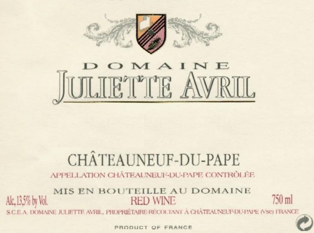 Domaine Juliette Avril Chateauneuf-du-Pape 2008 Front Label