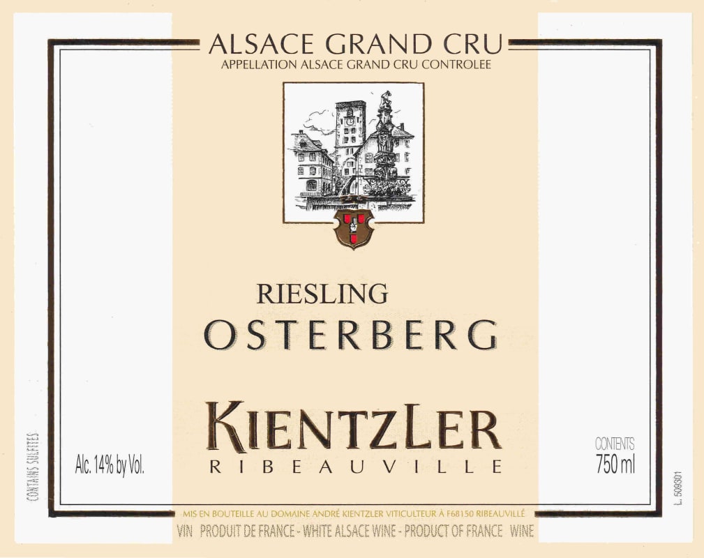 Domaine Kientzler Grand Cru Osterberg Riesling 2018 Front Label