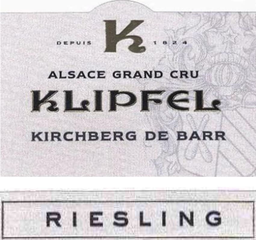Domaine Klipfel Kirchberg de Barr Riesling 2012 Front Label