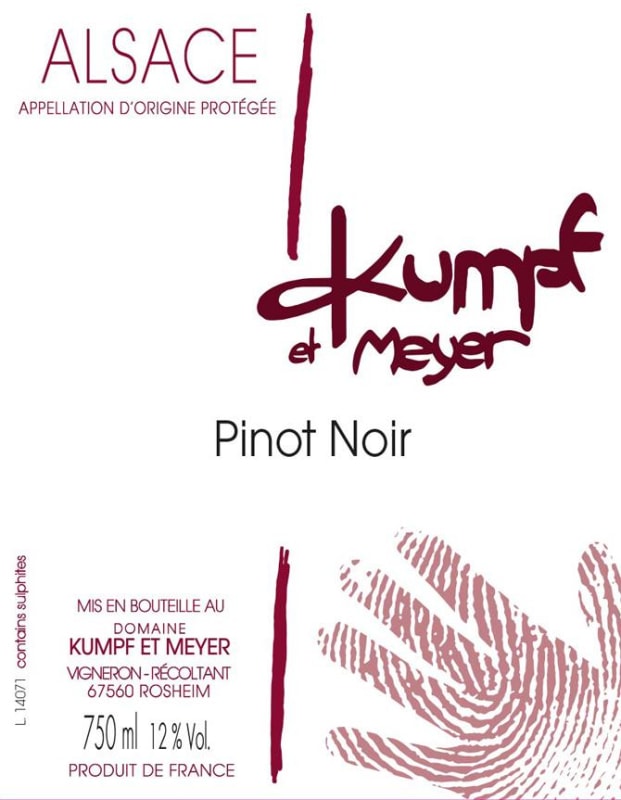 Domaine Kumpf et Meyer Pinot Noir 2015 Front Label