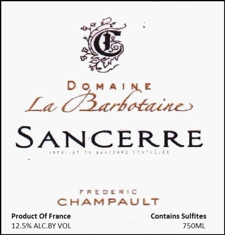 Domaine La Barbotaine Sancerre 2015 Front Label