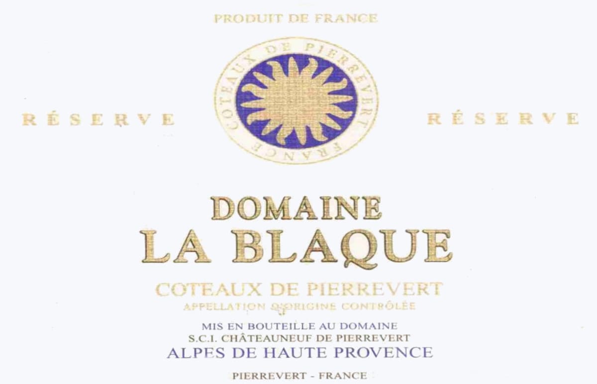 Domaine la Blaque Coteaux de Pierrevert Reserve Rouge 2004 Front Label