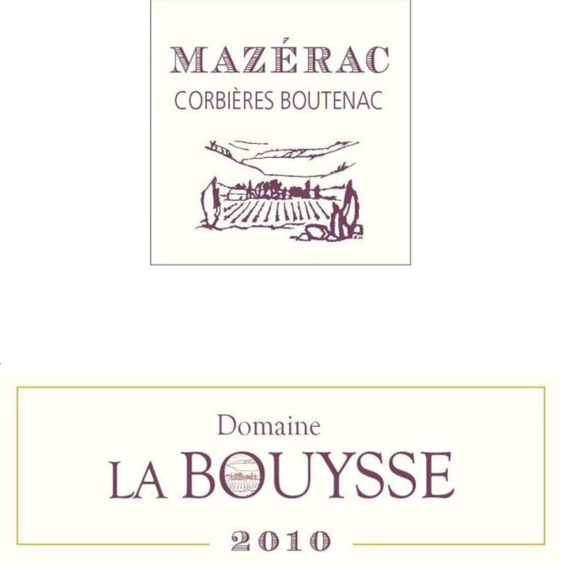 Domaine La Bouysse Corbieres Boutenac Mazerac 2010 Front Label