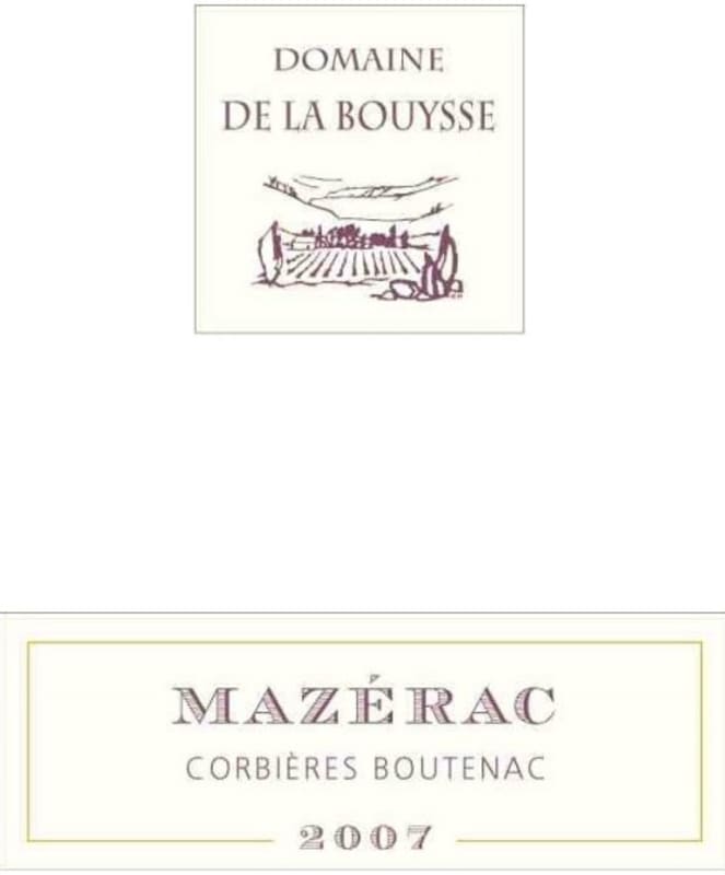 Domaine La Bouysse Corbieres Boutenac Mazerac 2007 Front Label