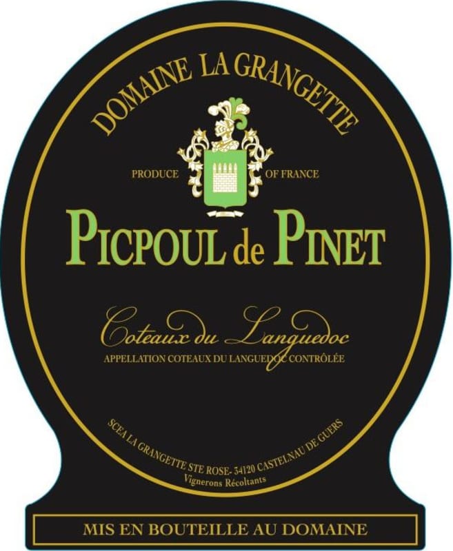 Domaine la Grangette Picpoul de Pinet 2014 Front Label