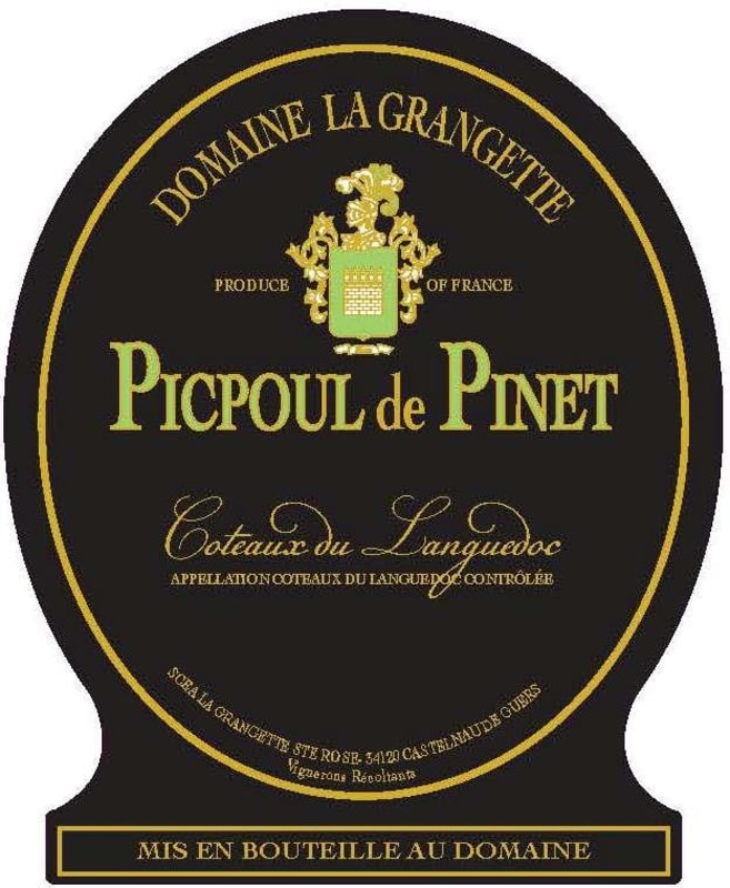 Domaine la Grangette Picpoul de Pinet 2012 Front Label