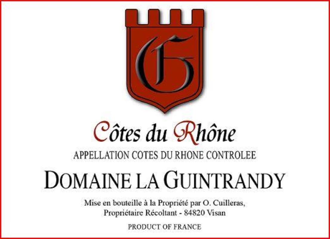 Domaine La Guintrandy Cotes du Rhone 2012 Front Label