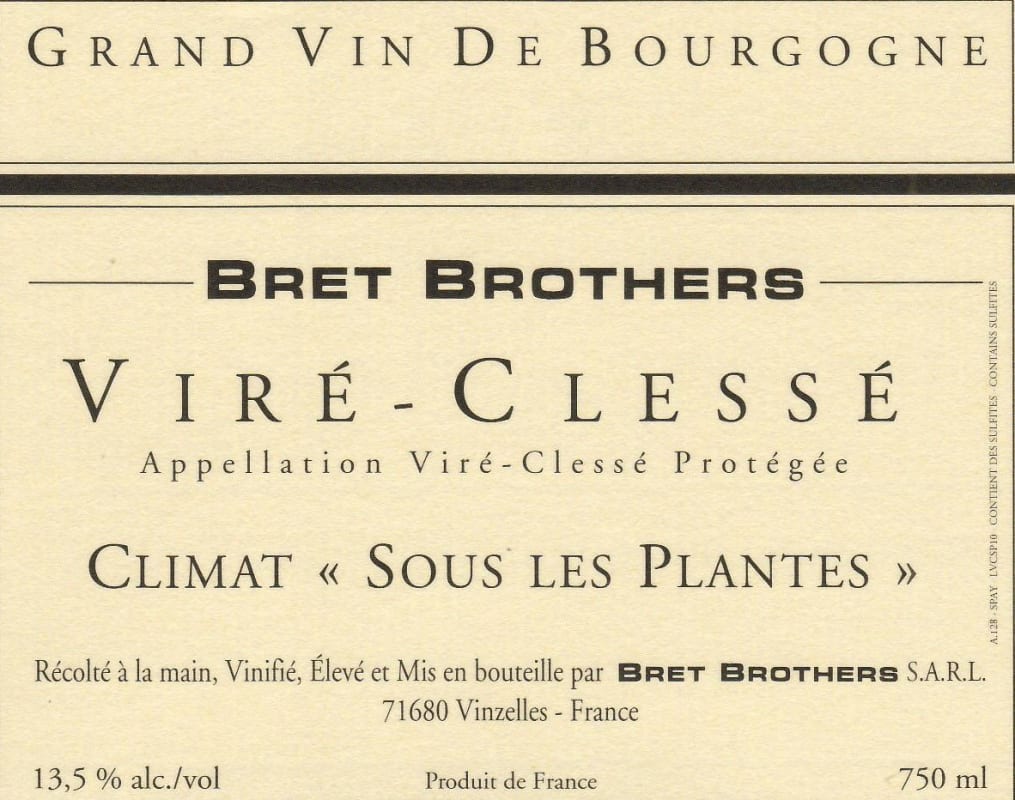 Domaine La Soufrandiere Vire-Clesse Climat Sous Les Plantes 2014 Front Label