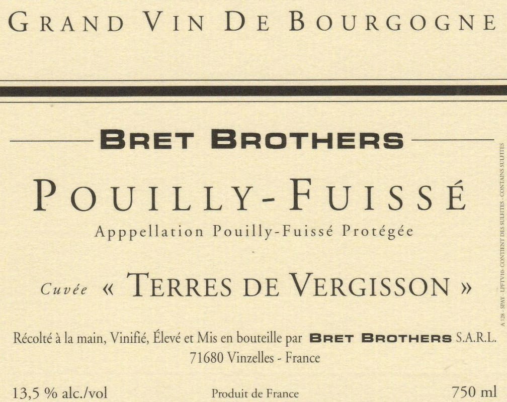 Domaine La Soufrandiere Pouilly-Fuisse Climat Terre de Vergisson 2011 Front Label