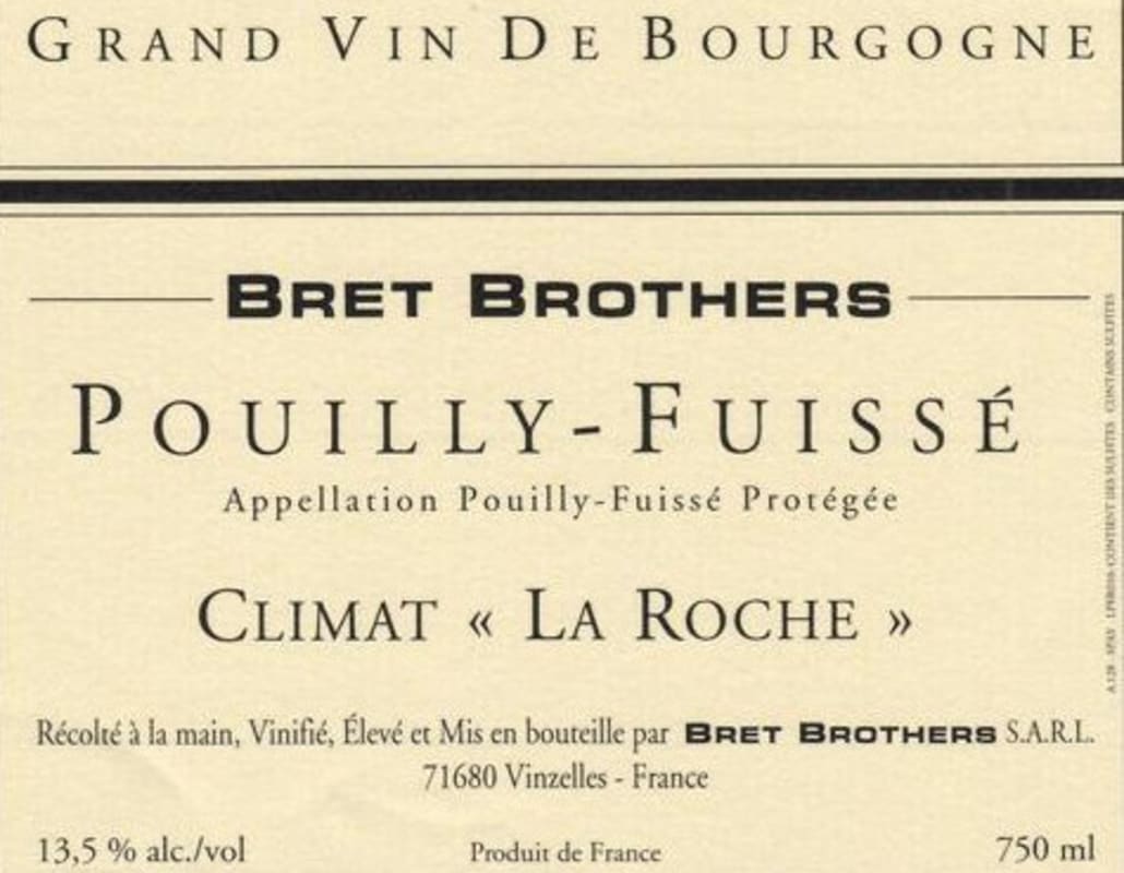 Domaine La Soufrandiere Pouilly-Fuisse Climat La Roche 2013 Front Label