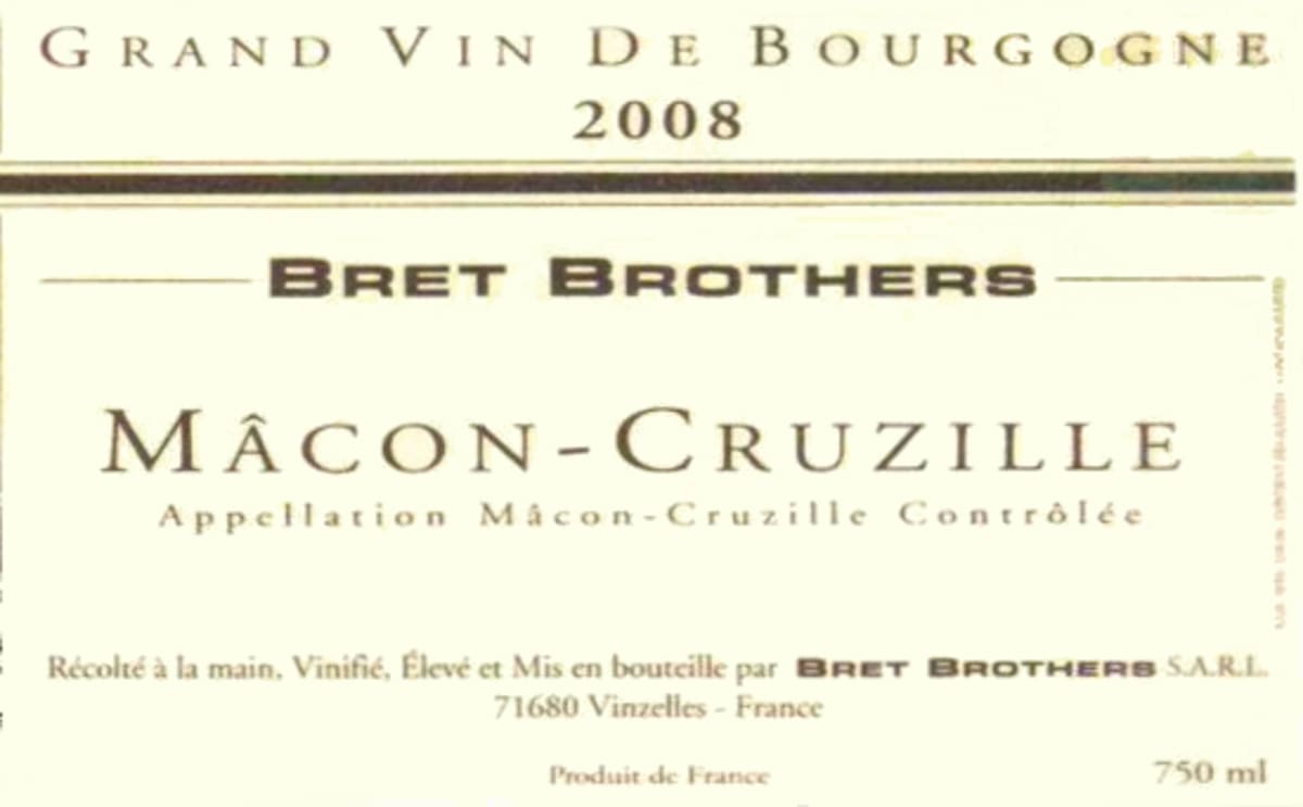 Domaine La Soufrandiere Macon Cruzille 2008 Front Label