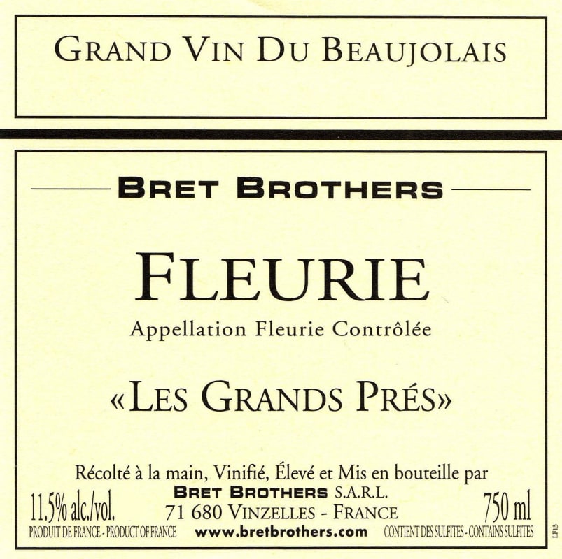Domaine La Soufrandiere Fleurie Les Grands Pres 2014 Front Label