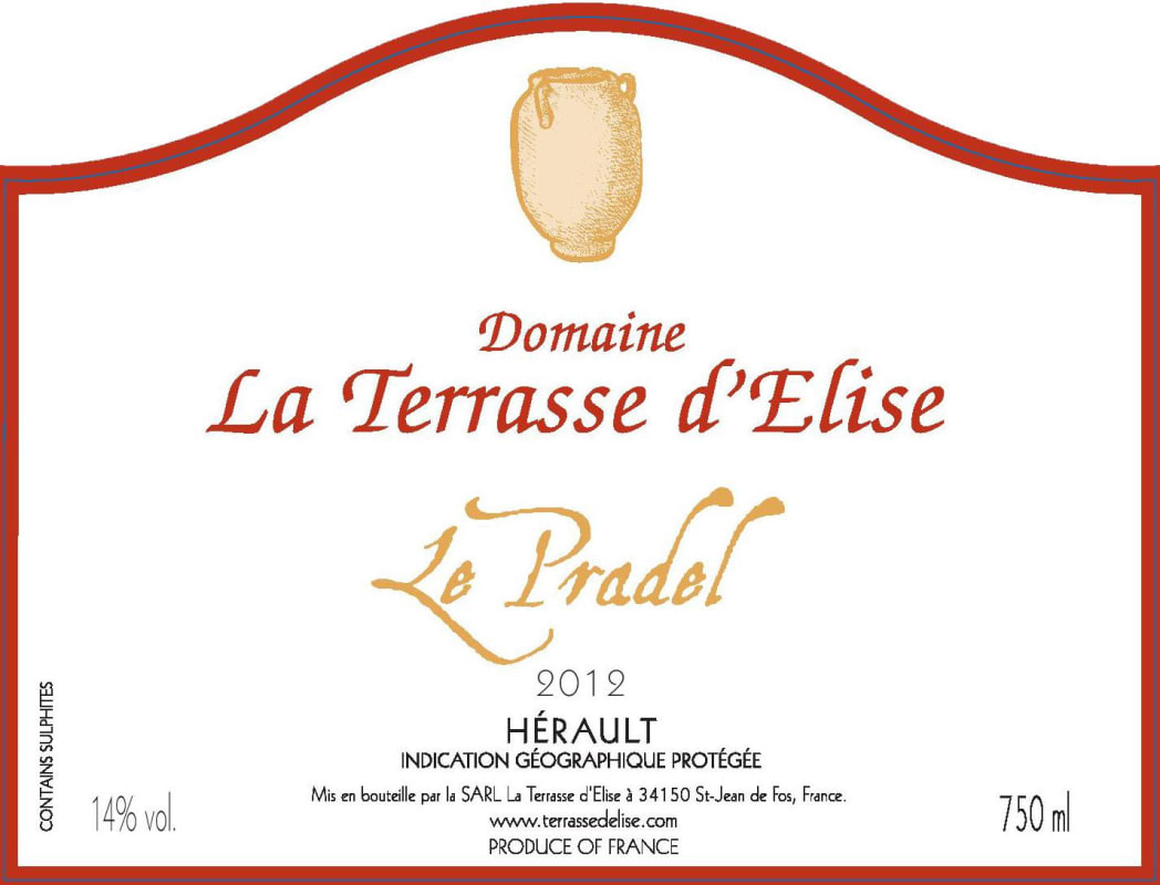 Domaine la Terrasse d'Elise Coteaux du Languedoc Le Pradel 2012 Front Label