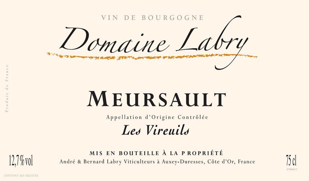 Domaine Labry Meursault Les Vireuils 2013 Front Label
