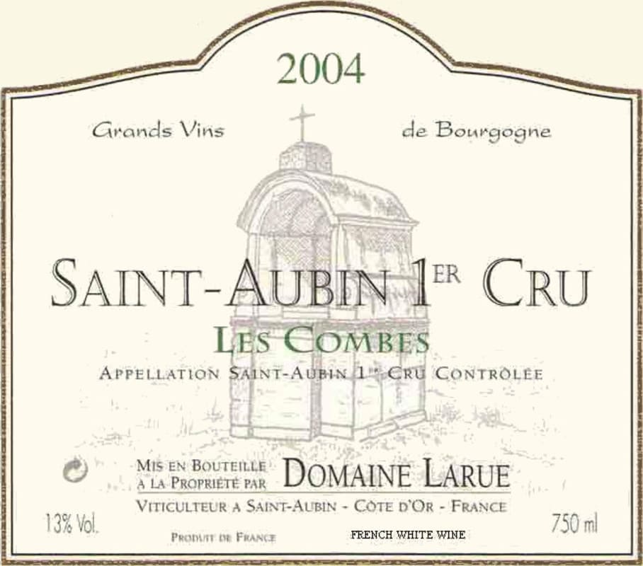Domaine Larue Saint-Aubin Les Combes Premier Cru 2004 Front Label