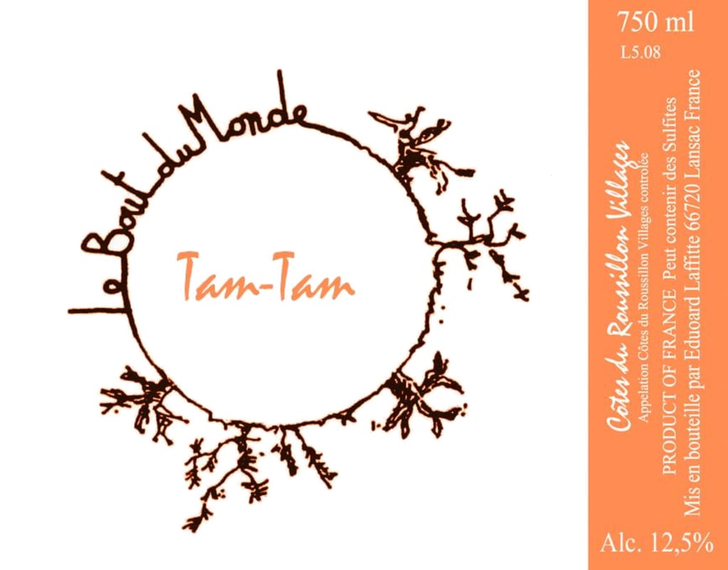Domaine Le Bout du Monde Cotes du Roussillon Tam-Tam 2012 Front Label