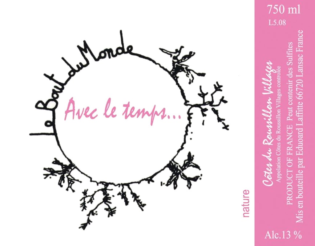 Domaine Le Bout du Monde Cotes du Roussillon Villages Avec le Temps 2010 Front Label