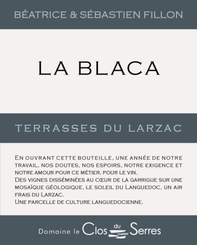 Domaine le Clos du Serres Terrasses du Larzac La Blaca 2013 Front Label