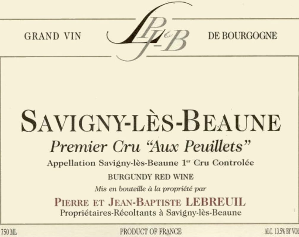 Domaine Lebreuil Savigny-les-Beaune Les Peuillets Premier Cru 2013 Front Label