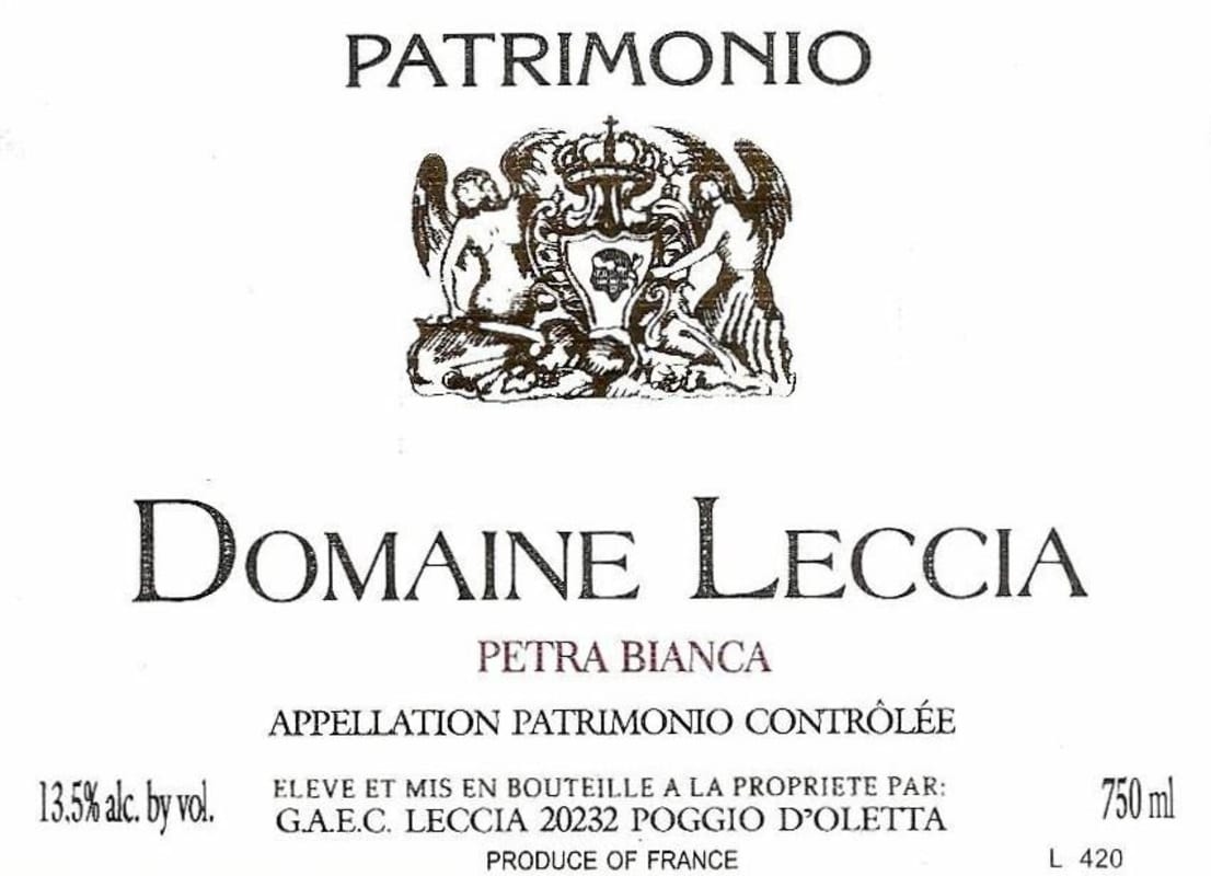Domaine Leccia Patrimonio Petra Bianca 2007 Front Label