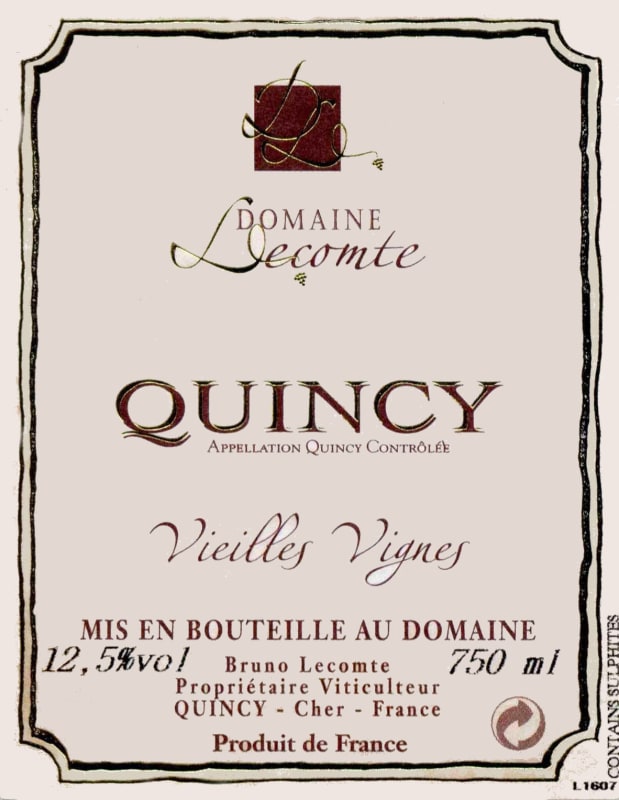 Domaine Lecomte Quincy Vieilles Vignes 2011 Front Label