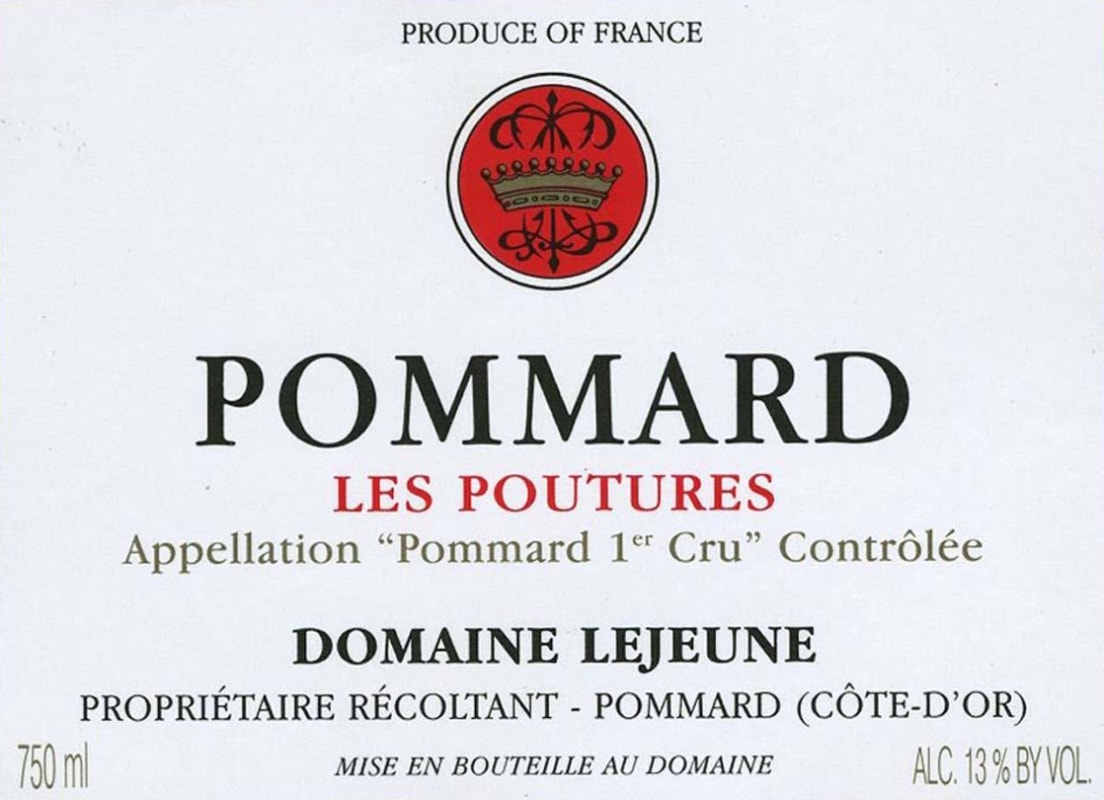 Domaine Lejeune Pommard Les Poutures Premier Cru 2009 Front Label