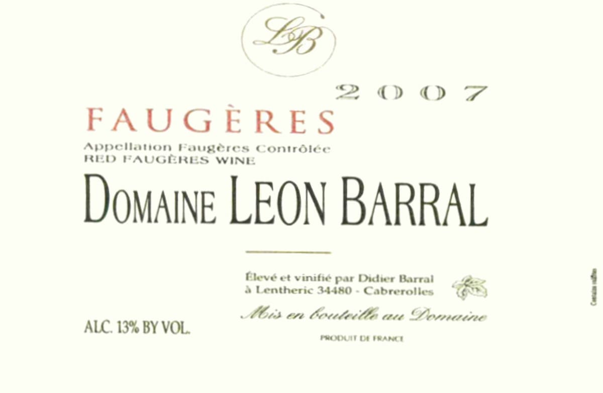 Domaine Leon Barral Faugeres 2007 Front Label