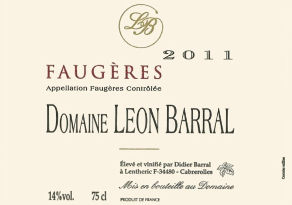 Domaine Leon Barral Faugeres 2011 Front Label