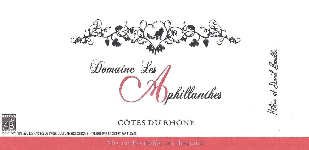 Domaine Les Aphillanthes Cotes du Rhone 2013 Front Label