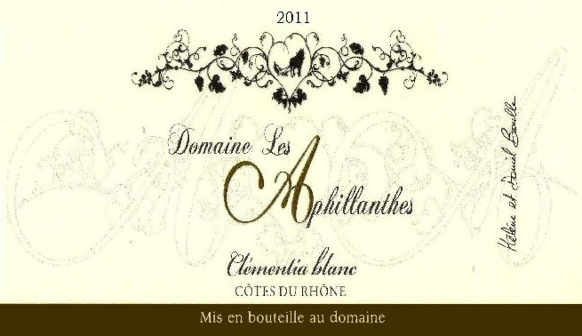 Domaine Les Aphillanthes Cotes du Rhone Clementia Blanc 2011 Front Label