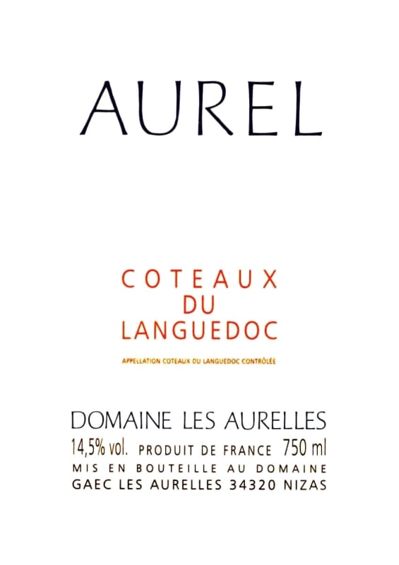 Domaine Les Aurelles Coteaux du Languedoc Aurel Blanc 2008 Front Label