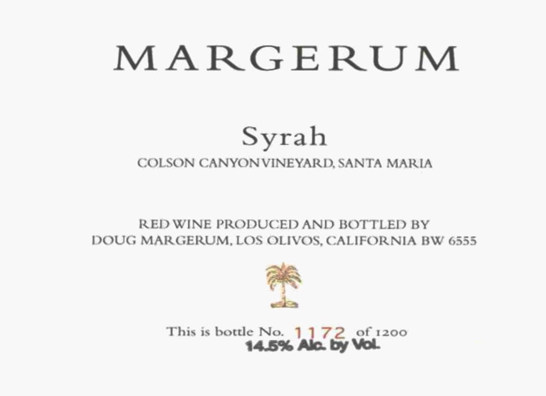 Margerum Colson Canyon Vineyard Syrah 2005 Front Label