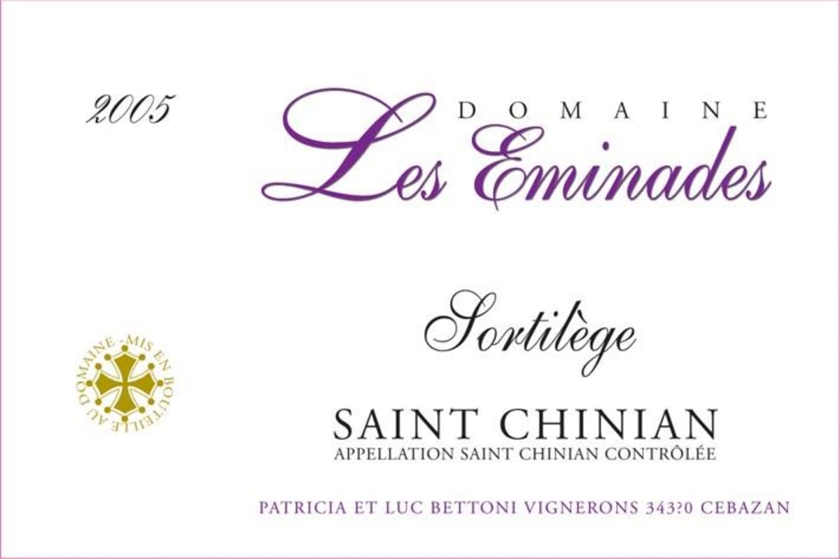 Domaine Les Eminades Saint Chinian Sortilege 2005 Front Label