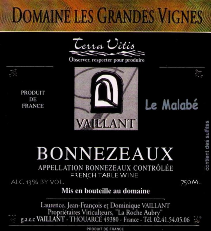 Domaine les Grandes Vignes Bonnezeaux Le Malabe 2007 Front Label