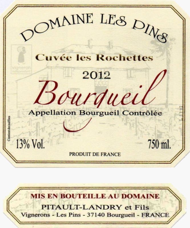 Domaine Les Pins Bourgueil Cuvee les Rochettes 2012 Front Label