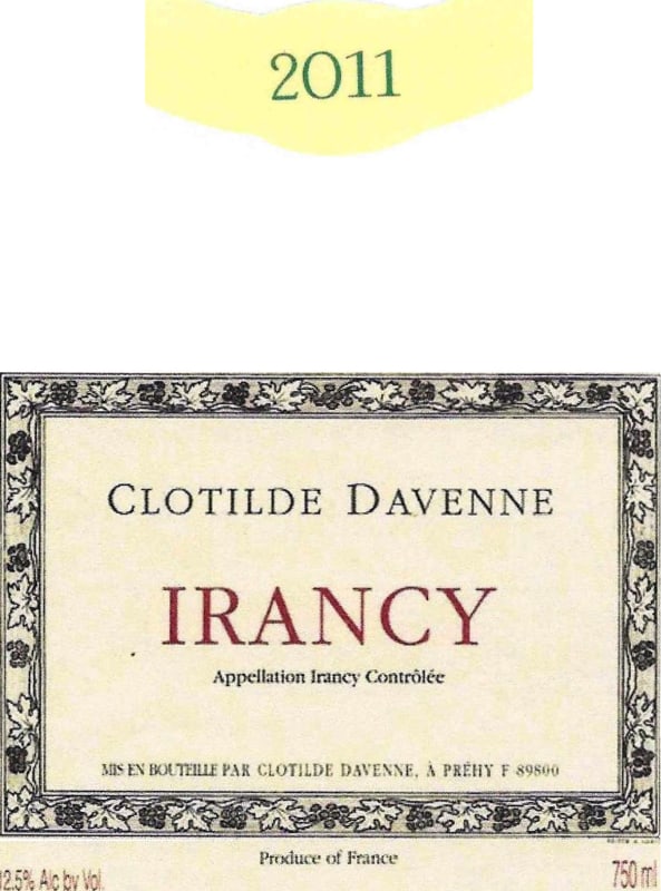 Domaine les Temps Perdus Irancy 2011 Front Label