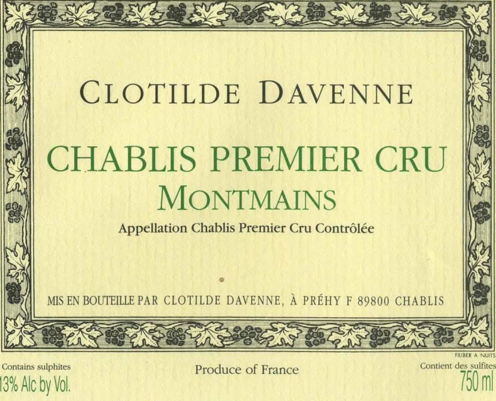 Domaine les Temps Perdus Chablis Montmains Premier Cru 2011 Front Label
