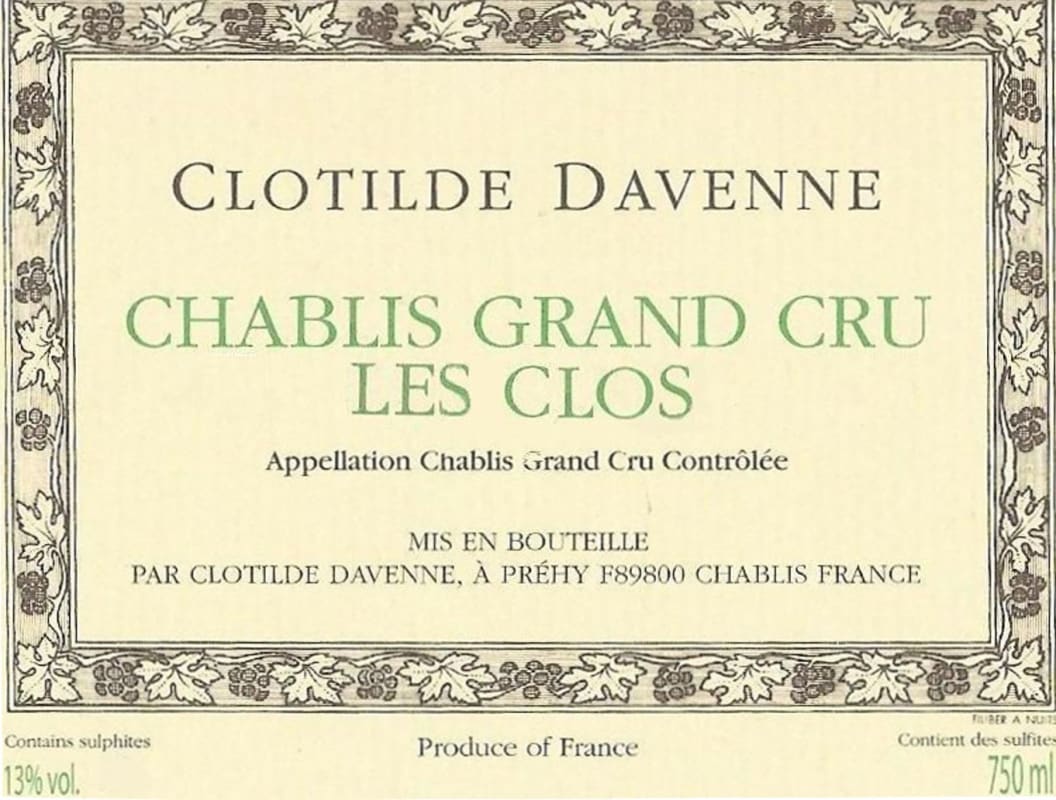 Domaine les Temps Perdus Chablis Les Clos Grand Cru 2008 Front Label