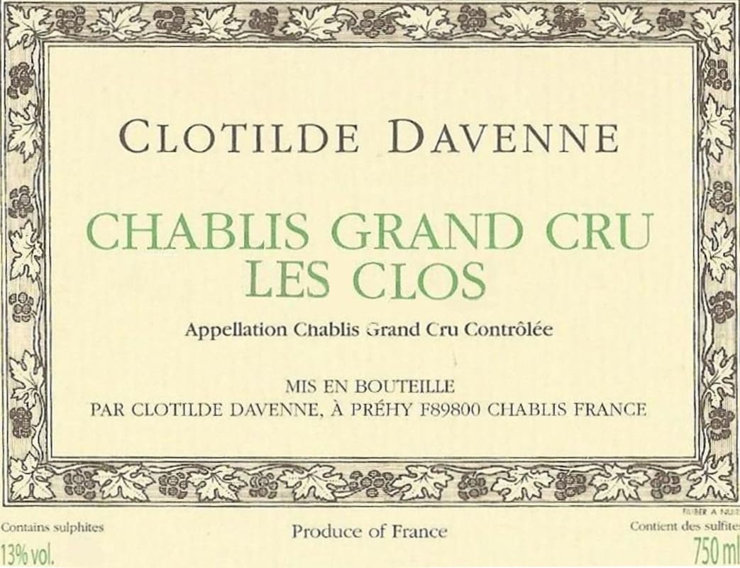 Domaine les Temps Perdus Chablis Les Clos Grand Cru 2010 Front Label