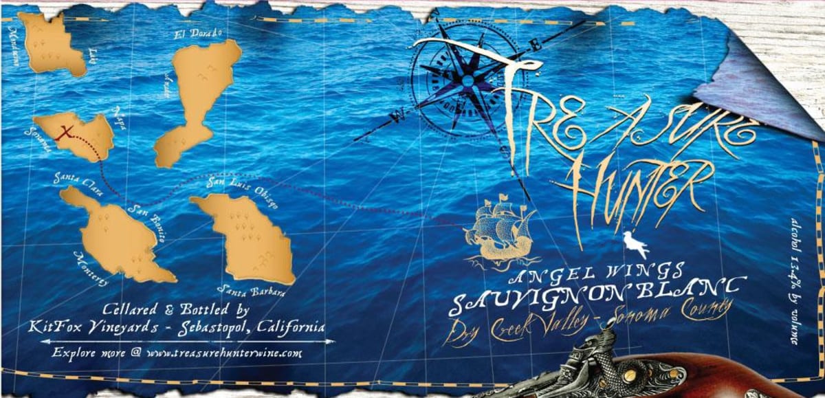 3 Finger Wine Co. Treasure Hunter Angel Wings Sauvignon Blanc 2014 Front Label