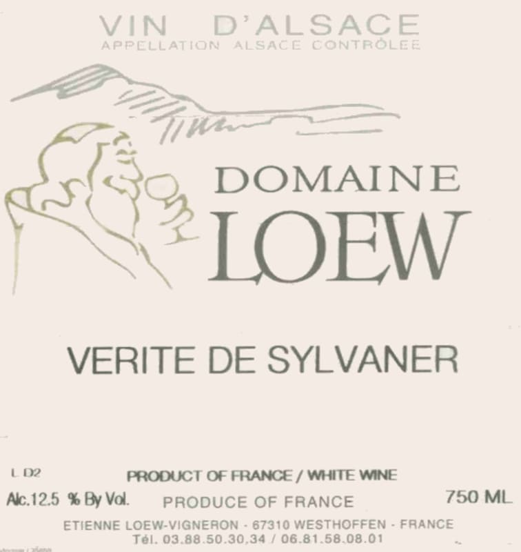 Domaine Loew Verite De Sylvaner 2014 Front Label